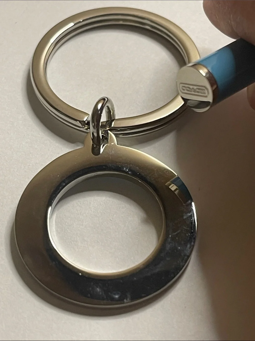 Coach Blue Enamel Circle Keyring and Coach Pen